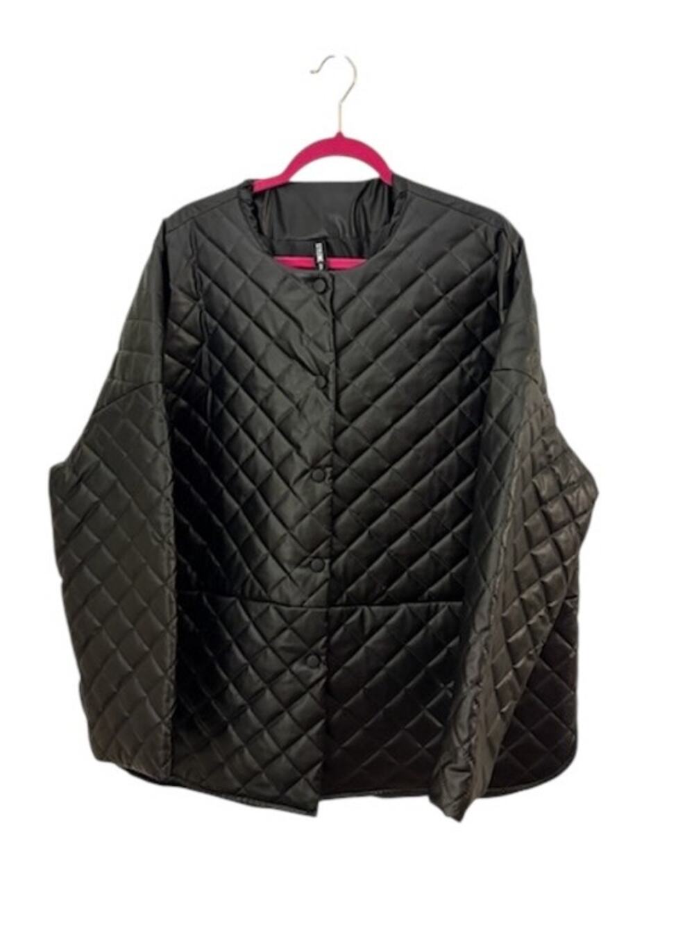 Stylewe Oversized Wuilted Jacket Black 2XL Lagenlook Whimsy Goth Grunge Pockets